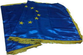 Drapele UE din matase naturala, pentru interior, dubla fata, material lucios