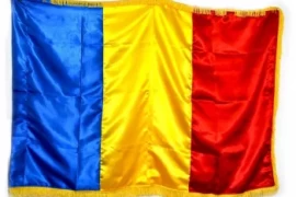 Drapele Romania din matase naturala, pentru interior, dubla fata, material lucios