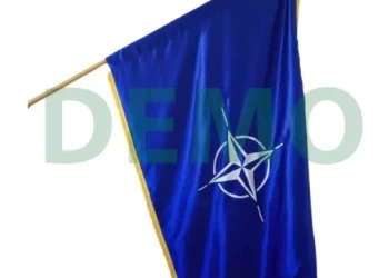 Drapel NATO pentru interior, satin cu dubla fata material lucios